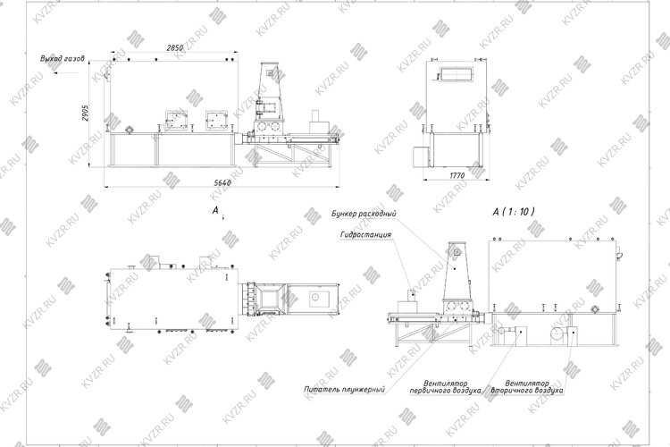 Чертеж котла 900 кВт на щепе